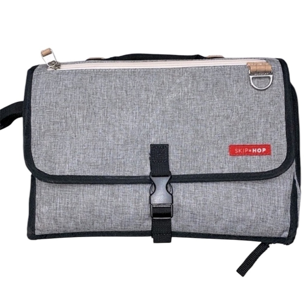 SkipHop grey portable diaper changing pad bag